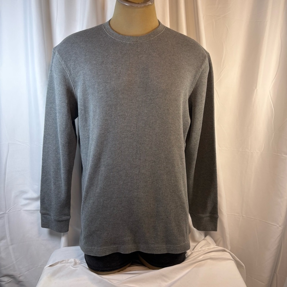 Outdoor Life Men's Gray Waffle Crewneck Sweater